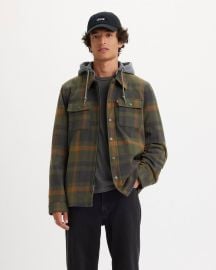 Cotton Plaid Sherpa Lined Fleece Hoodie Jacket - Multi-color Levix27s US at Levis